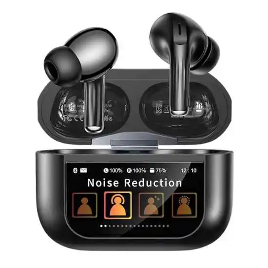 Wireless Earbuds, ENC Noise Cancelling Ear Buds with Smart Touchscreen Case